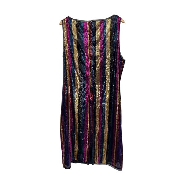 NWT Rachel Roy Sequin Striped Mini Dress Size 22W Y2K Party Cocktail Rainbow - Picture 2 of 16